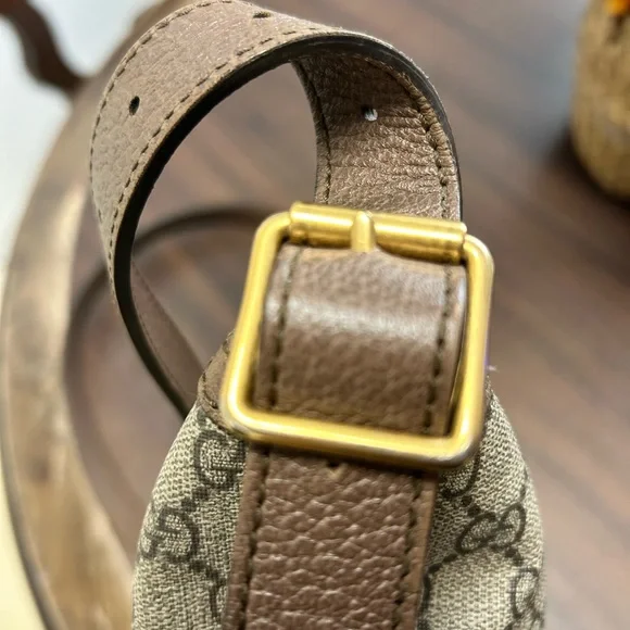 Gucci Beige and Brown Ophidia GG Shoulder Bag with Red and Green Stripe - Picture 12 of 16